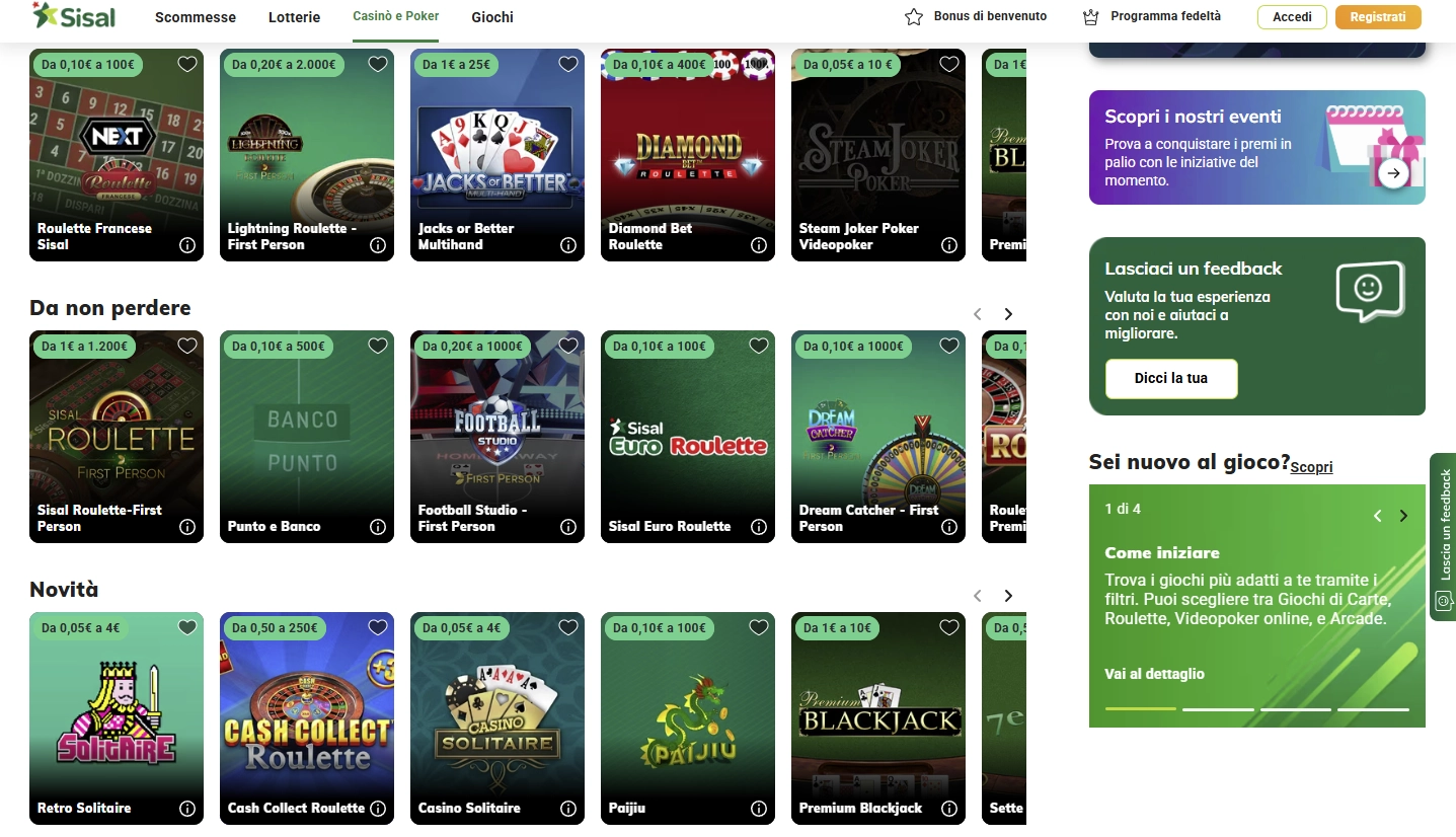 Giochi del Casinò Sisal